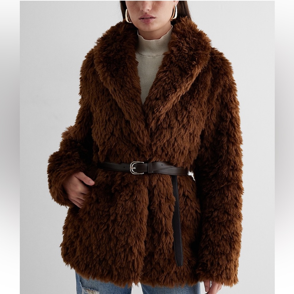 Faux Fur Belted Coat